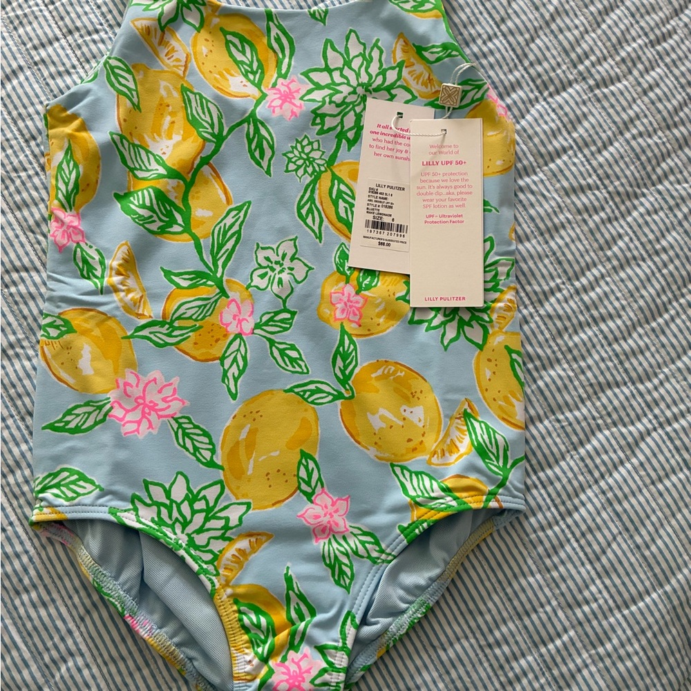 Lilly Pulitzer Kids' Citrus Floral One Piece - Blue, Yellow, Pink